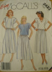 2423 EZ SHORTER DOLMAN SS TOPS, FLARE SKIRT PATTERN 14
